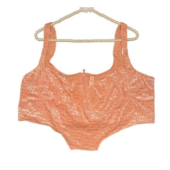 Skims Logo Peach Velvet Corset Crop Top Size Small NWT - Picture 6 of 6